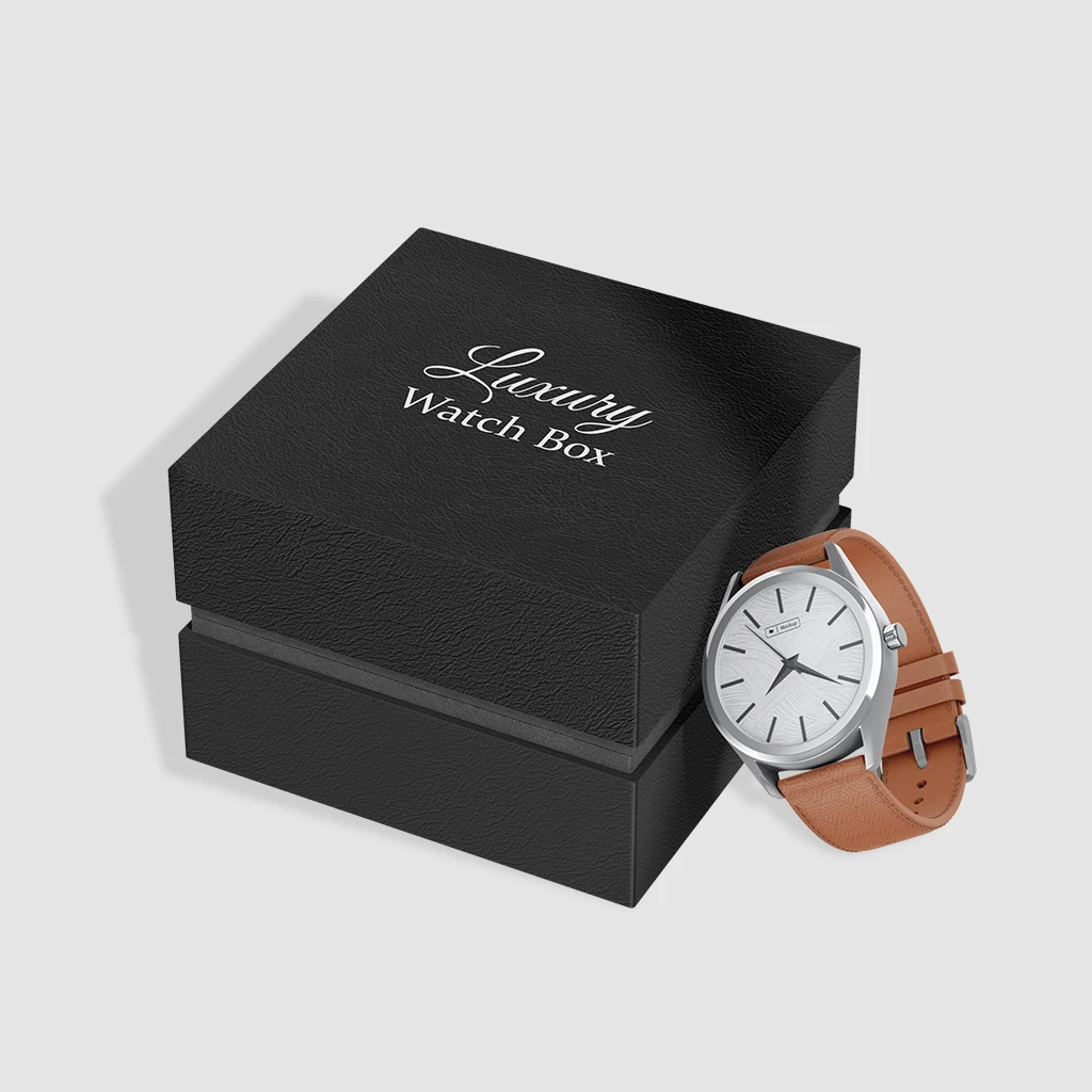luxury two piece watch boxes | The Packaging Base custom luxury printed black watch packaging boxes with logo