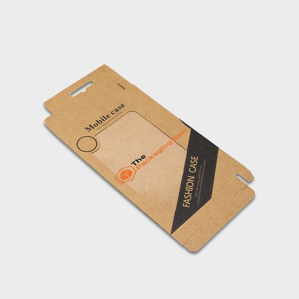 kraft phone case boxes | The Packaging Base custom kraft window phone case packaging boxes