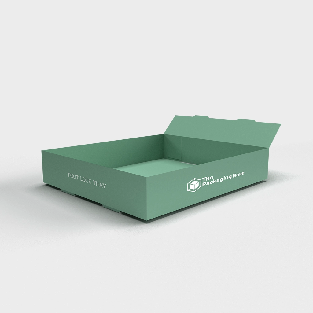 Custom foot lock tray box with personalized designs and durable construction, ideal for premium retail and product packaging.