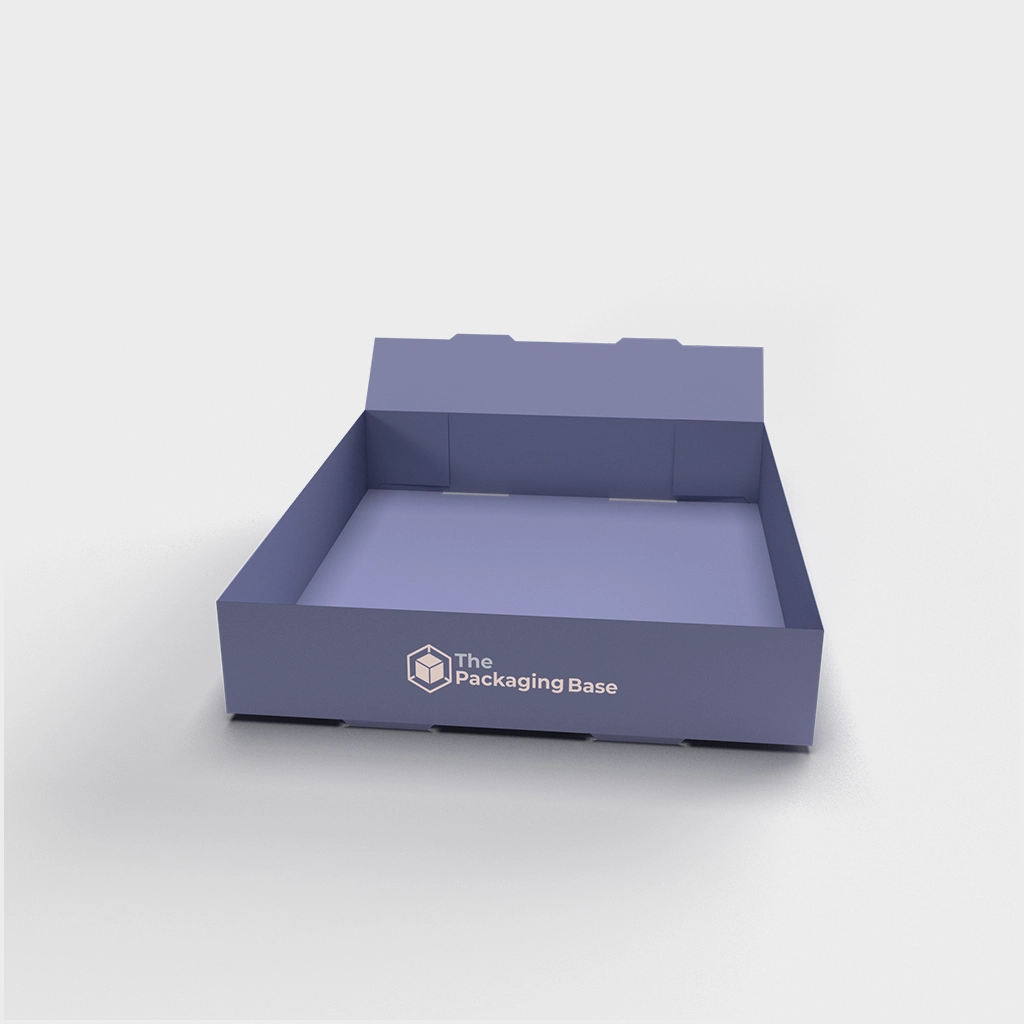 Customized foot lock tray box with tailored designs and secure construction, ideal for retail and product packaging.