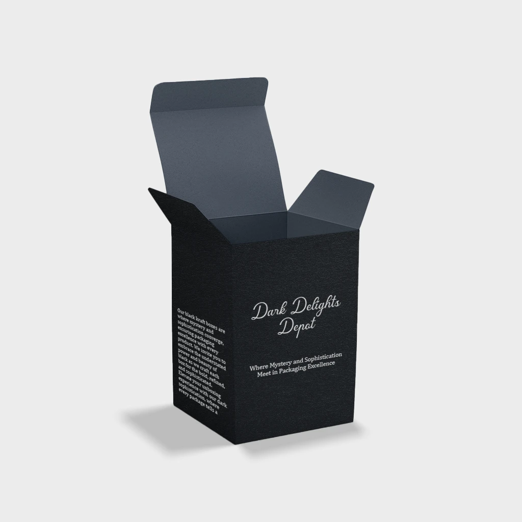 Custom Black Kraft Tuck Top Box | The Packaging Base Custom black kraft tuck top box with matte finish and logo printing