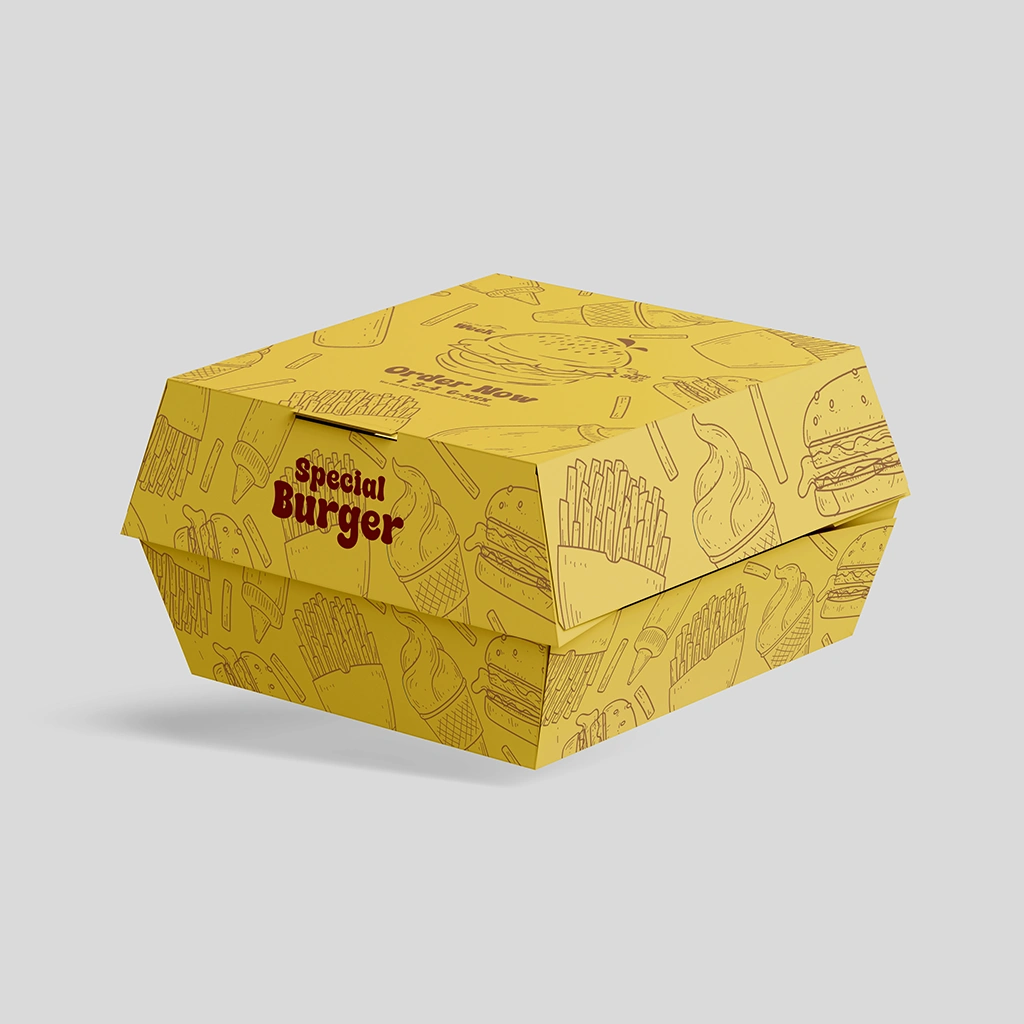 Custom Printed Burger Boxes to Enhance Your Brand Printed burger boxes designed for fast food packaging