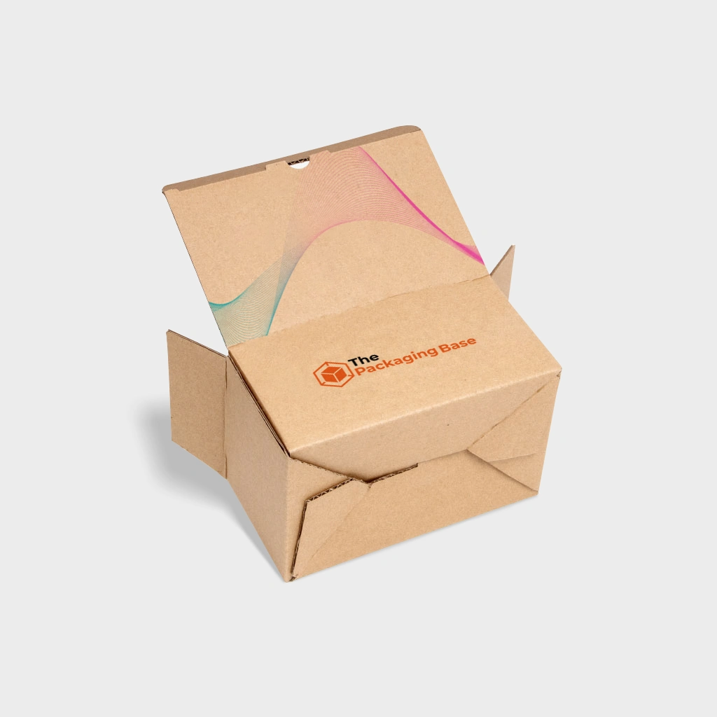 Kraft Auto Lock Bottom Boxes with Logo | The Packaging Base Kraft auto lock bottom boxes with logo customization, eco-friendly and durable for retail and shipping needs.
