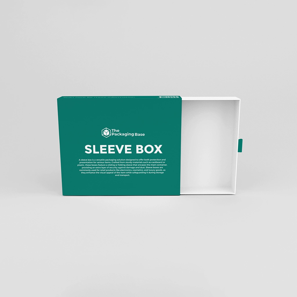 Personalized Sleeve Boxes with Logo | The Packaging Base Personalized sleeve boxes with logo and premium construction, ideal for elegant product and gift packaging.